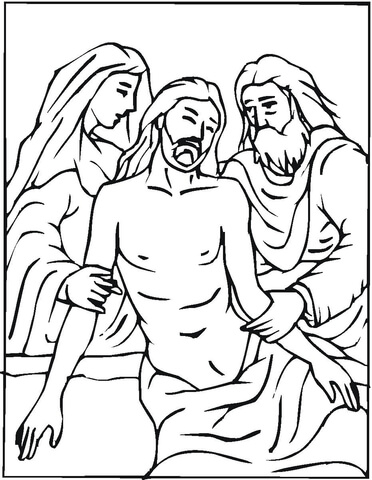 Jesus descent from the cross coloring page free printable coloring pages