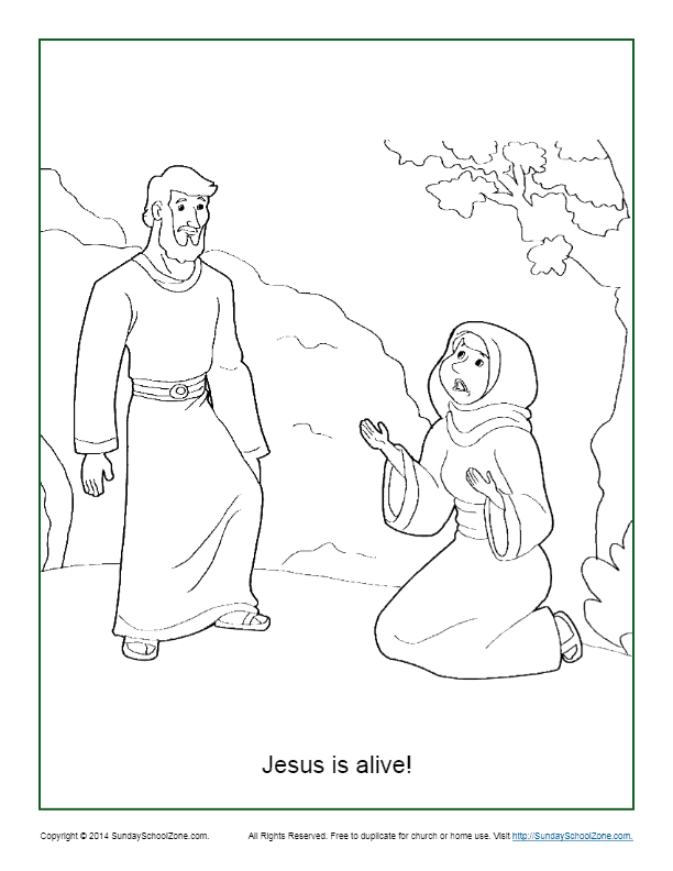 Jesus is alive resurrection coloring page on sunday school zone