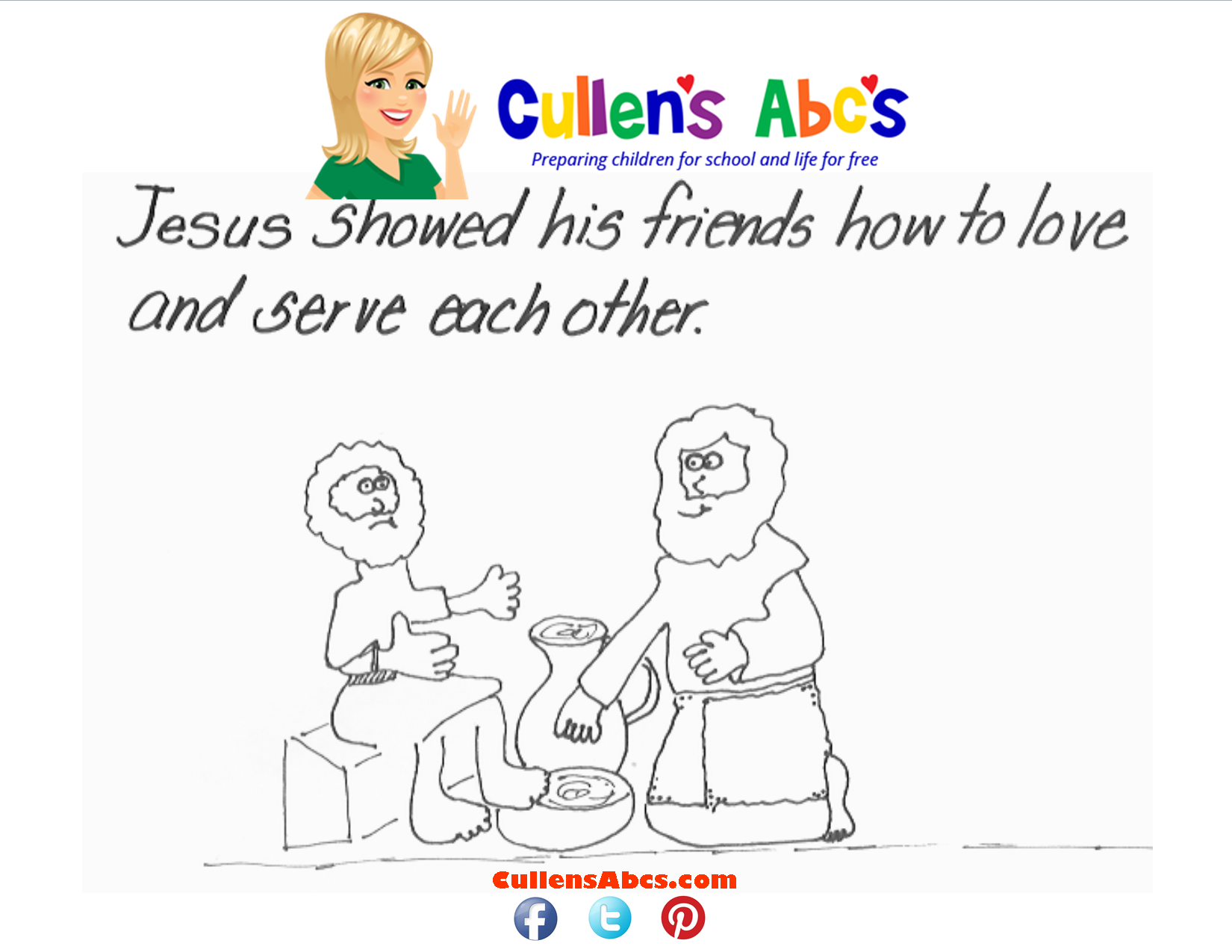 Bible key point coloring page jesus washes disciples feet john
