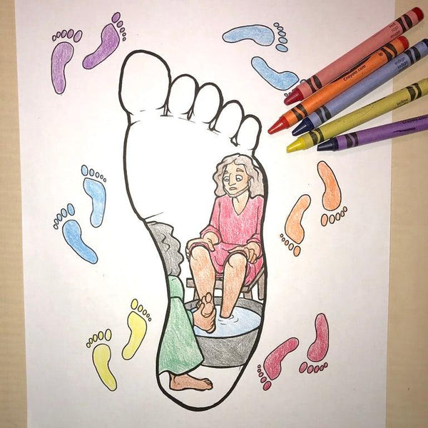 Jesus washes disciples feet coloring page