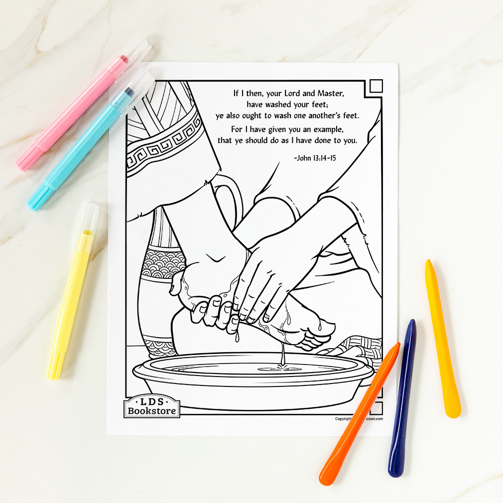 Jesus washes his disciples feet coloring page