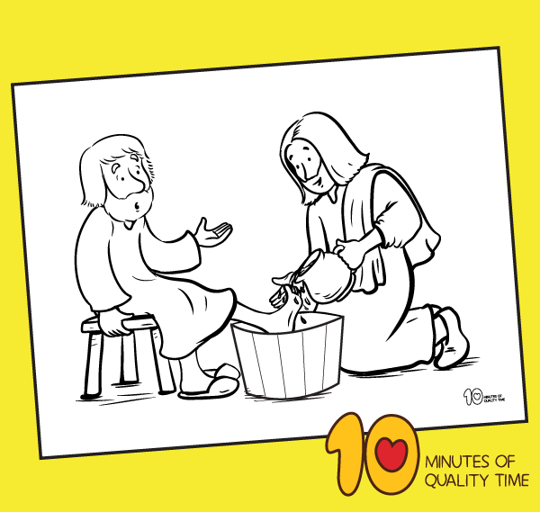 Jesus washes the feet of his disciples coloring page â minutes of quality time