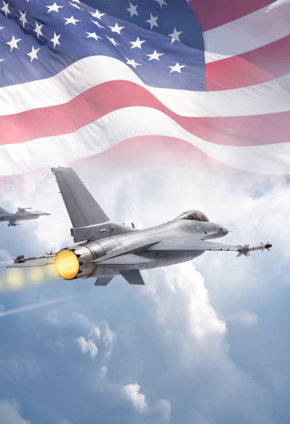 Usa flag and jet planes stock photos pictures royalty