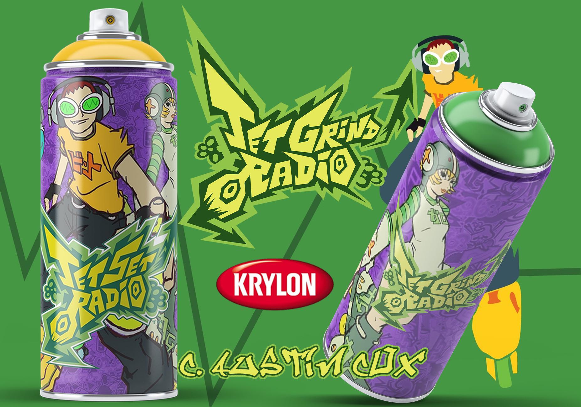 Here are those jet set radio jet grind radio spray paint cans from krylon that no one requested another wallpaper fake ad or something i got bored and wanted jgr