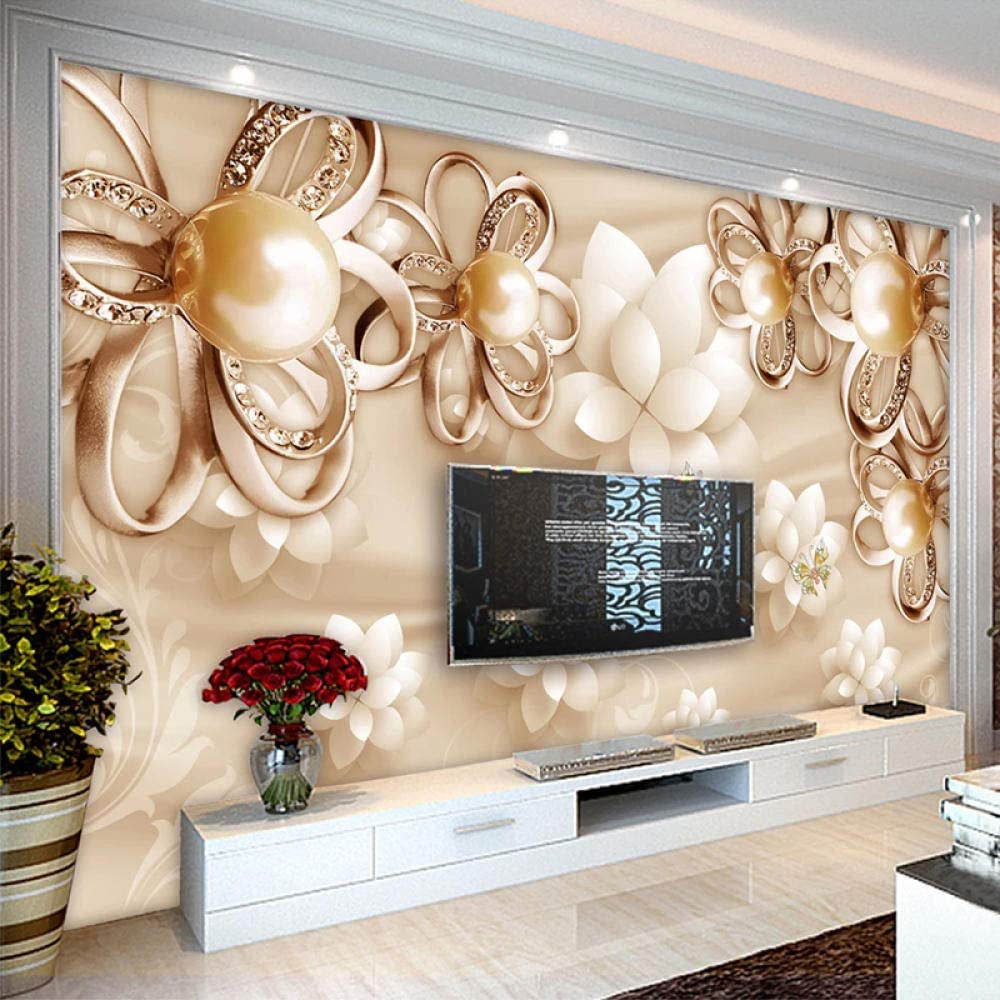 Mural wallpapers home decor d golden pearl flower jewelry living room bedroom tv background photo wallpaper