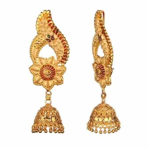 Golden fashion meenakari dangle jhumka earring jewelry set at rs pair in mumbai