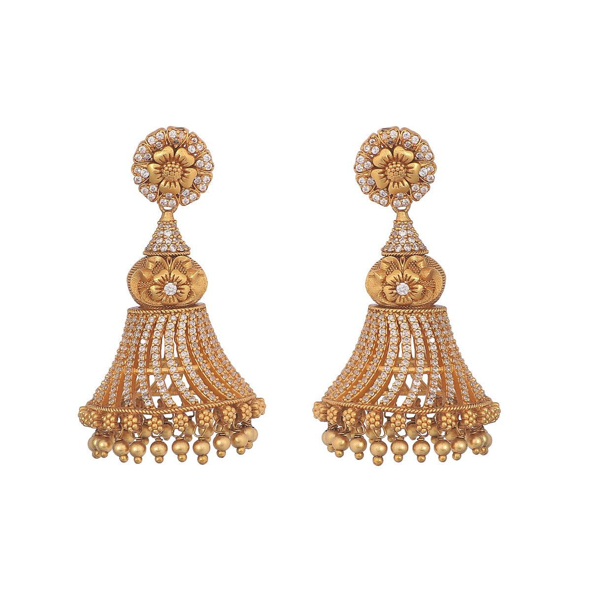 Buy antique gold plated umber jhumka earrgs