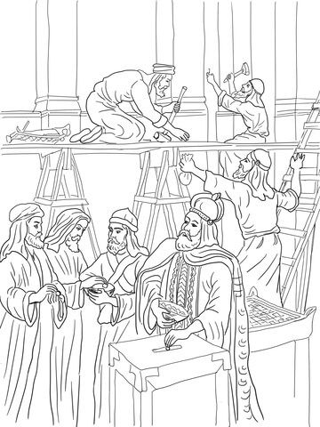 Joash repairs the temple coloring page from king joash category select from â sunday school coloring pages bible coloring pages bible verse coloring page