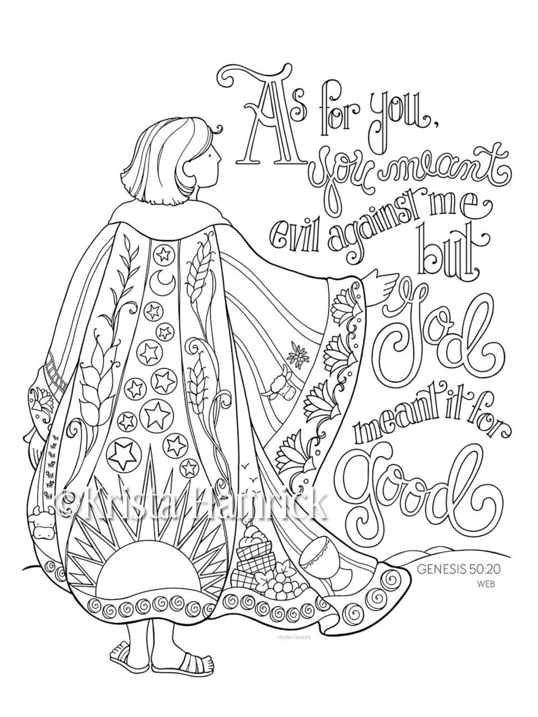 Josephs coat of many colors coloring page x bible journaling tip