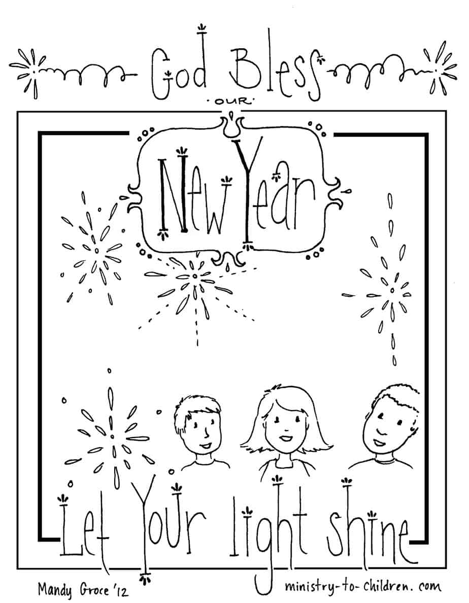 New years coloring page free printbale pdf