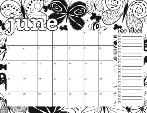 Free printable coloring calendar artsy dork