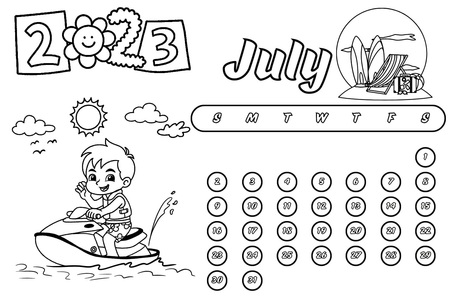 July coloring page