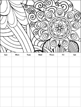 Monthly coloring calendar