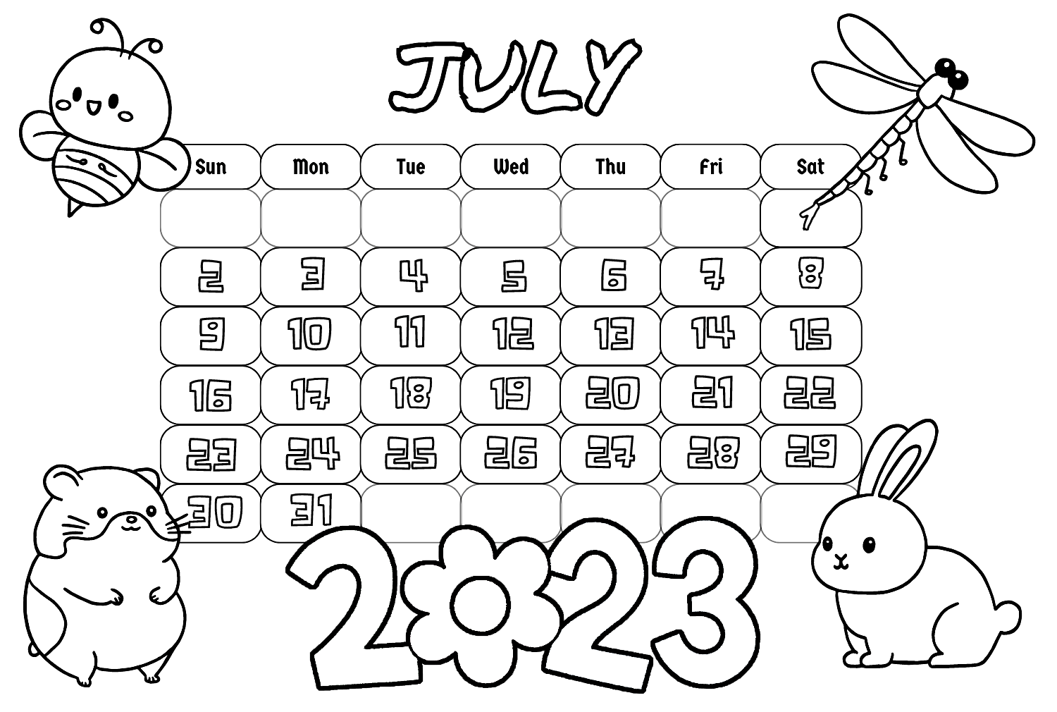 July coloring pages