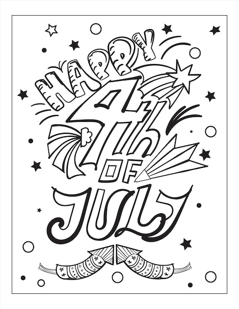 Premium vector th of july independence day coloring page for kids and adults