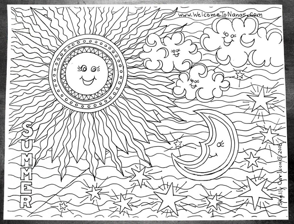 Summer sky free july coloring page