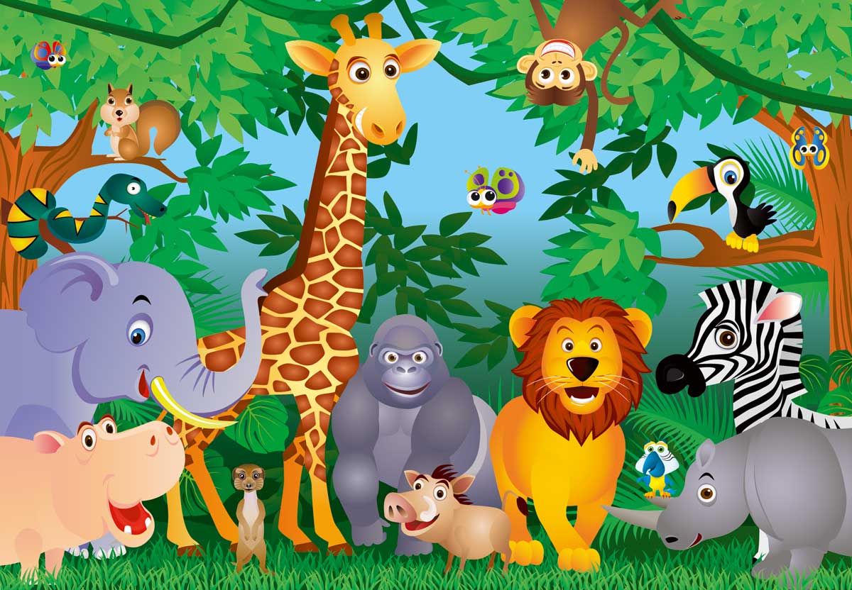 Jungle theme wallpaper for kids