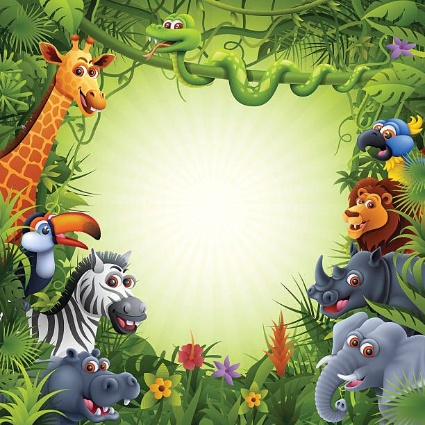 Jungle animals plano de fundo de desenhos animados animais da selva illustration