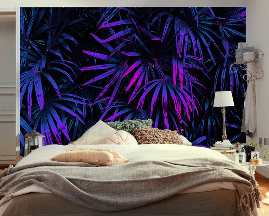 Dark tropical leaf jungle theme wallpaper digital print