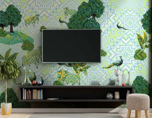 Smooth green jungle theme printed wallpaper for home and hotel plain at rs sq ft in patna