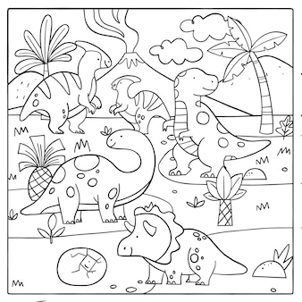 Dinosaur coloring pages printable vectors illustrations for free download