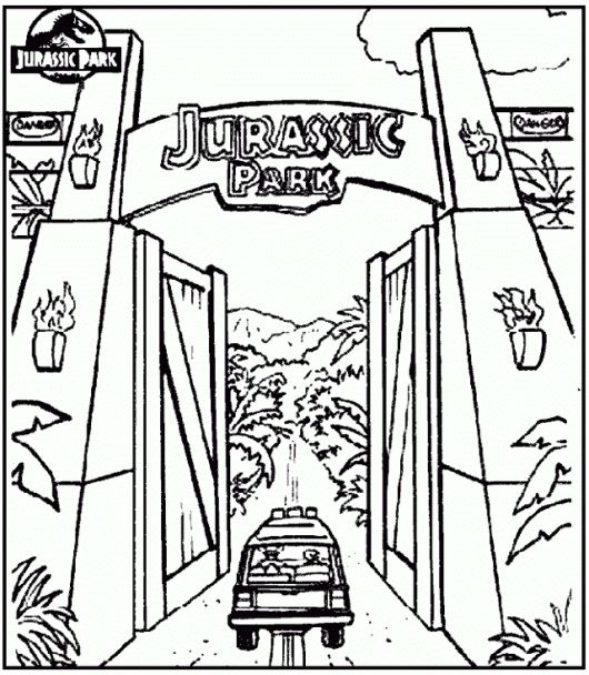 Jurassic park gate coloring pages jurassic park gate jurassic park jurassic park tattoo