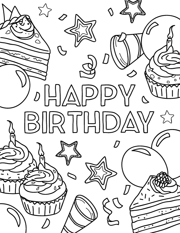 Happy birthday coloring pages printable for free download