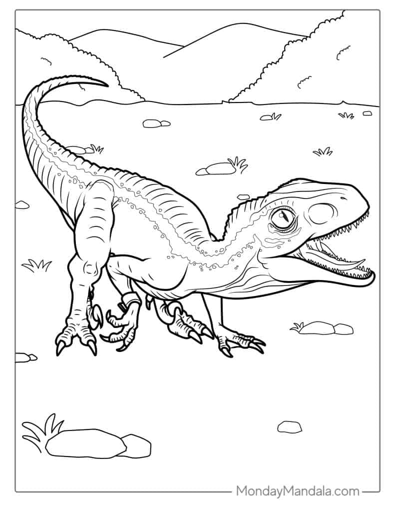 Velociraptor coloring pages free pdf printables