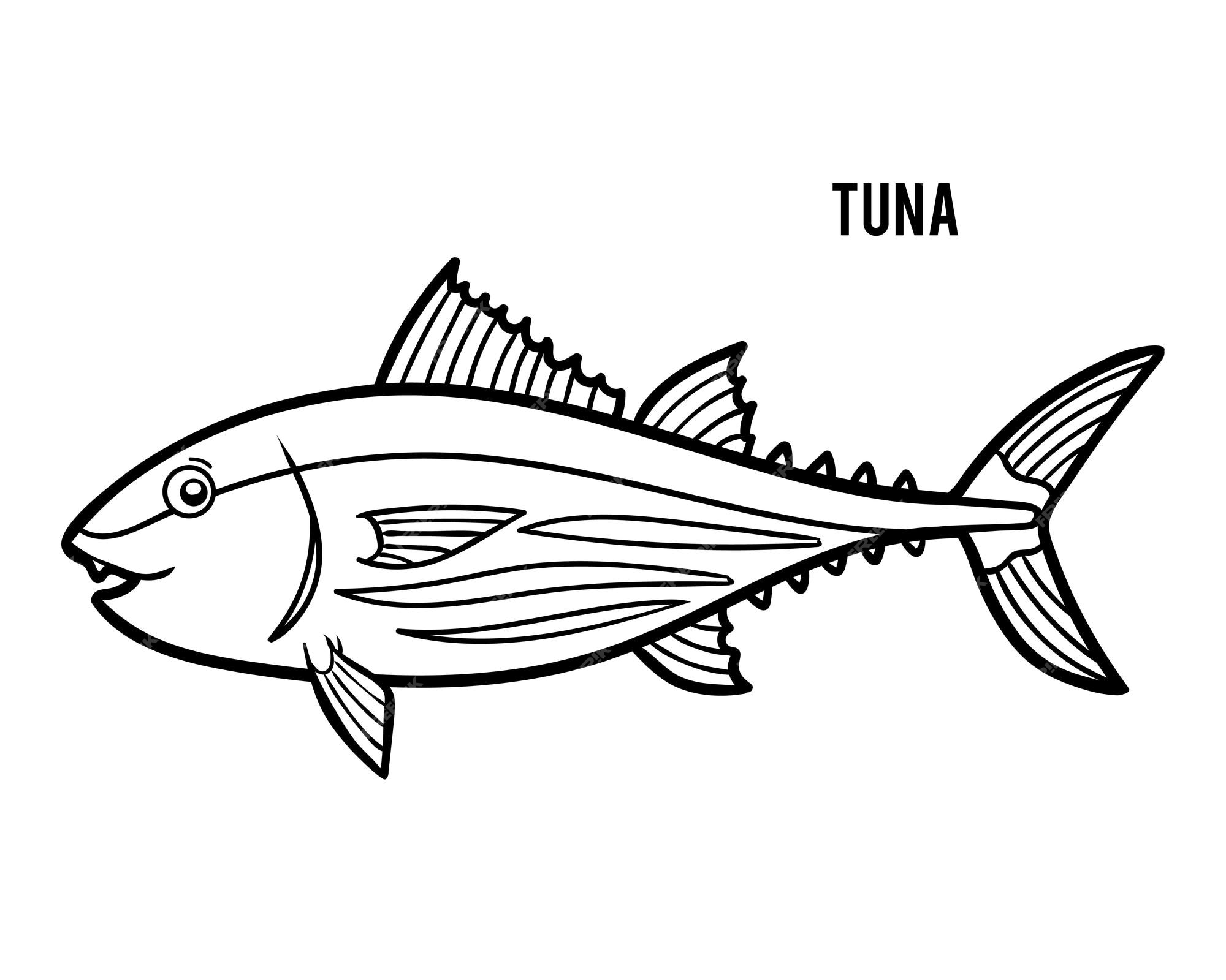 Premium vector coloring book for children tuna