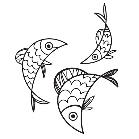 Outline drawing of fish stock photos and images