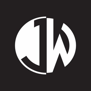 Jw logo monogram with negative space style design tempate vector