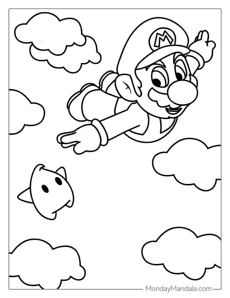 Mario coloring pages free pdf printables