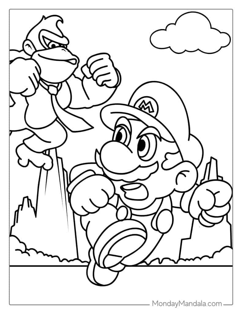 Mario coloring pages free pdf printables