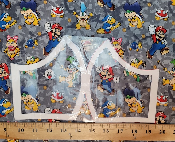 Super mario bros mario bowser king boo kamek koopalings nintendo quilt cotton fabric select size or by the yard cotton fabric