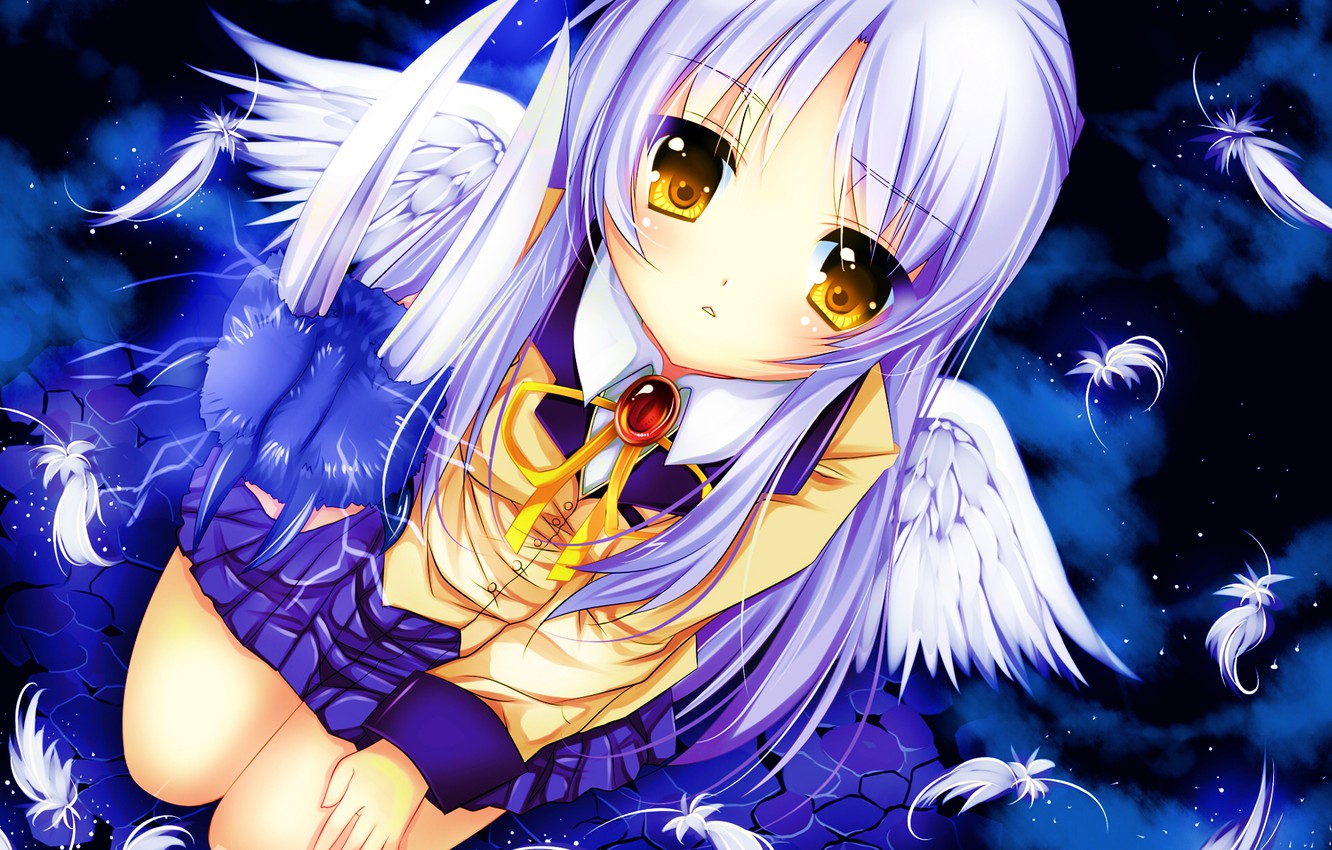 Wallpaper girl wings feathers art schoolgirl angel beats angel beats kanade tachibana images for desktop section ññðð