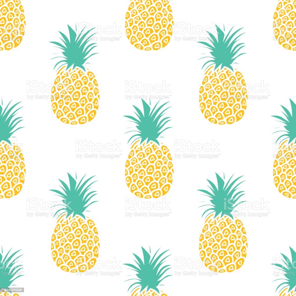 Pineapple background cute pineapples seamless pattern summer tropical all over print stock illustration