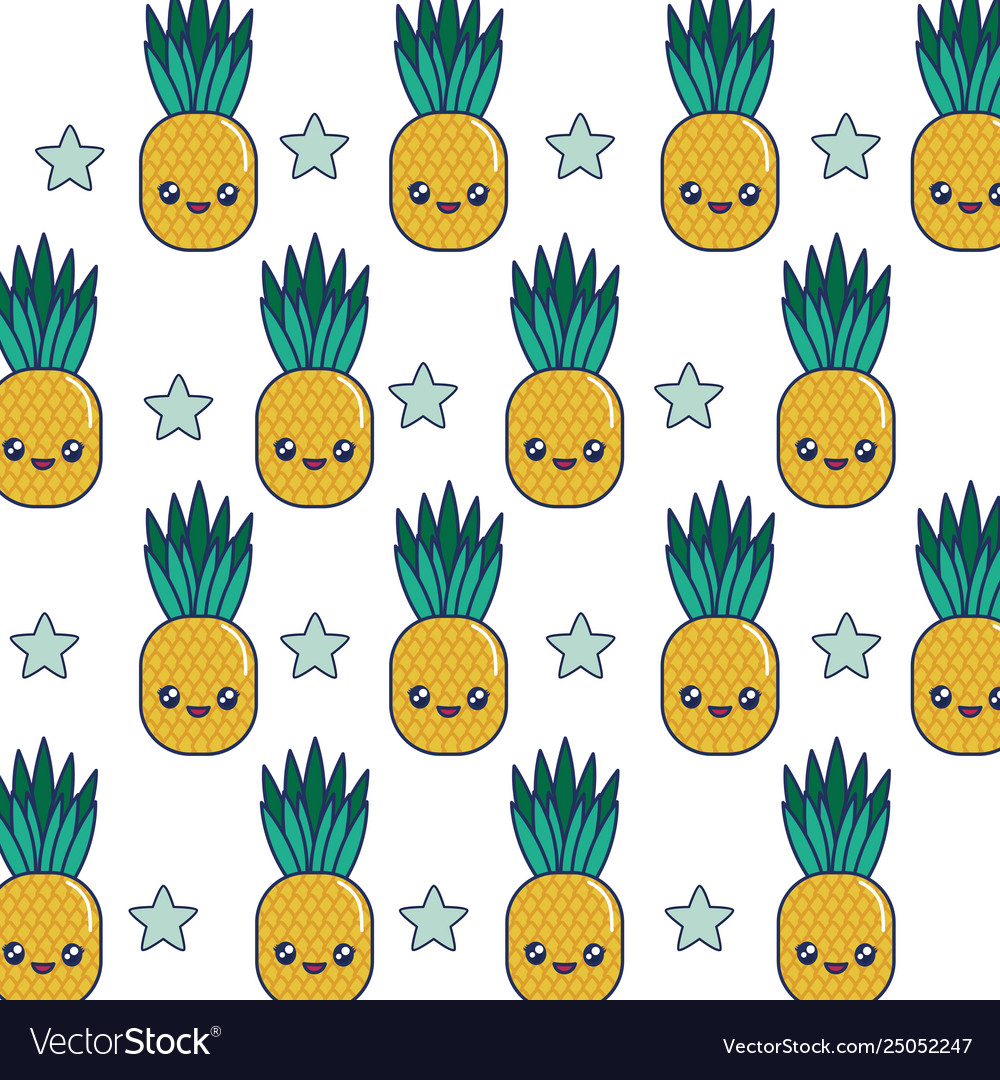 Kawaii pineapples background royalty free vector image