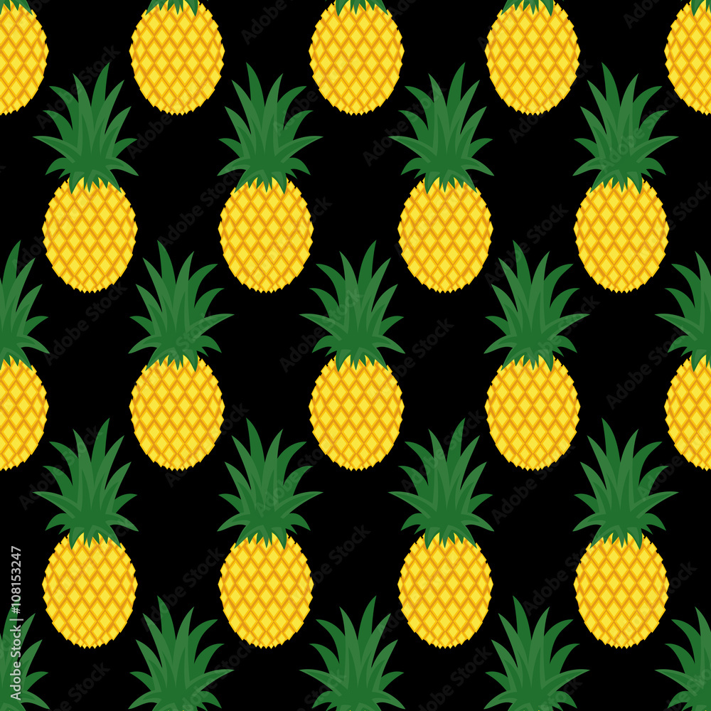 Seamless pineapple background cute vector pineapple pattern summer fruit illustration design for fabric and decor exotic summer concept stock vector adobe stock