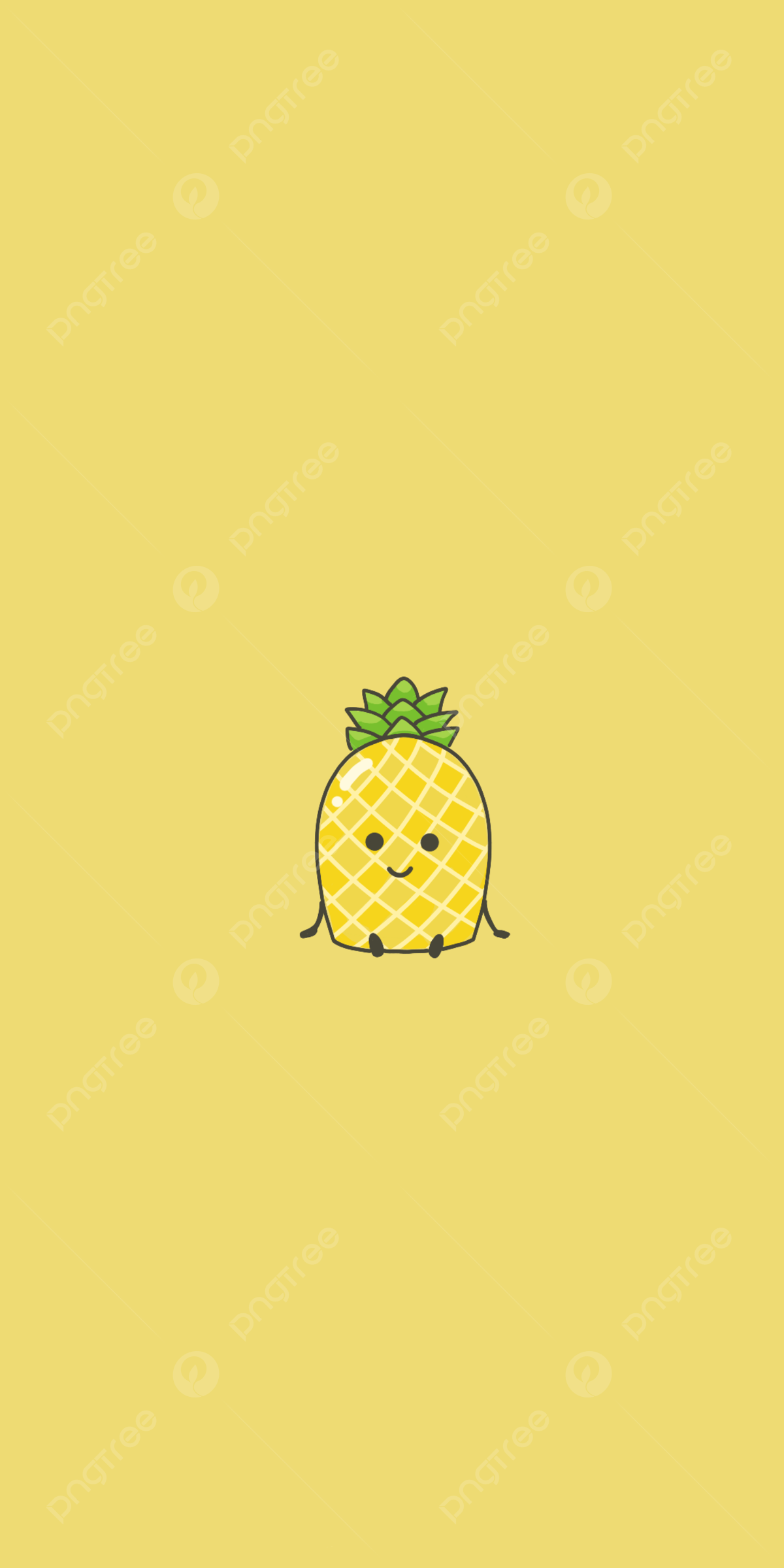 Cute pineapple mobile phone wallpaper background original fruit and vegetable yellow background image for free download