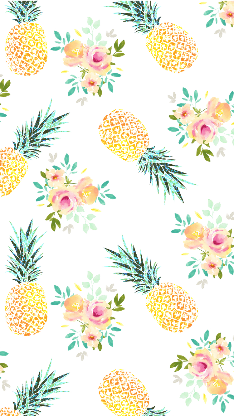 Iphone wallpaper background cute yellow pineapple summer floral pineapple wallpaper cute summer wallpapers wallpaper iphone cute