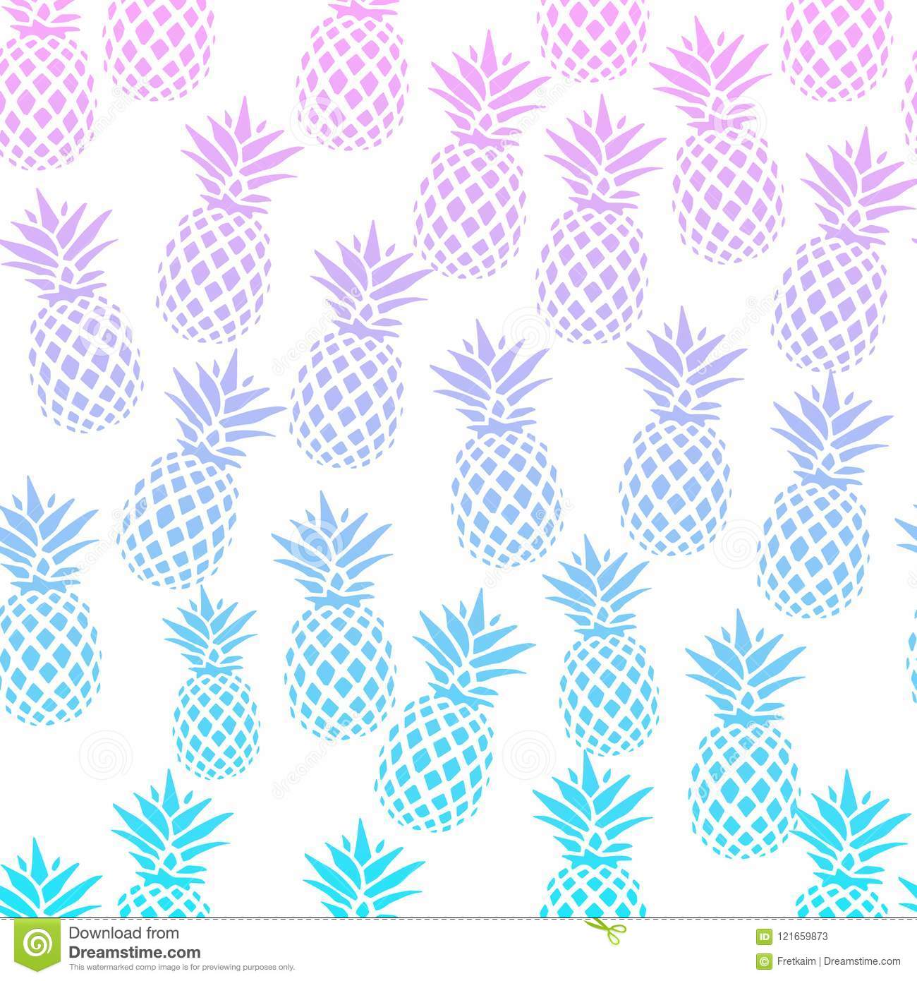 Seamless pattern with pineapples on a white background vector illustration exotic summer print colorful gradient fruit pattern stock vector