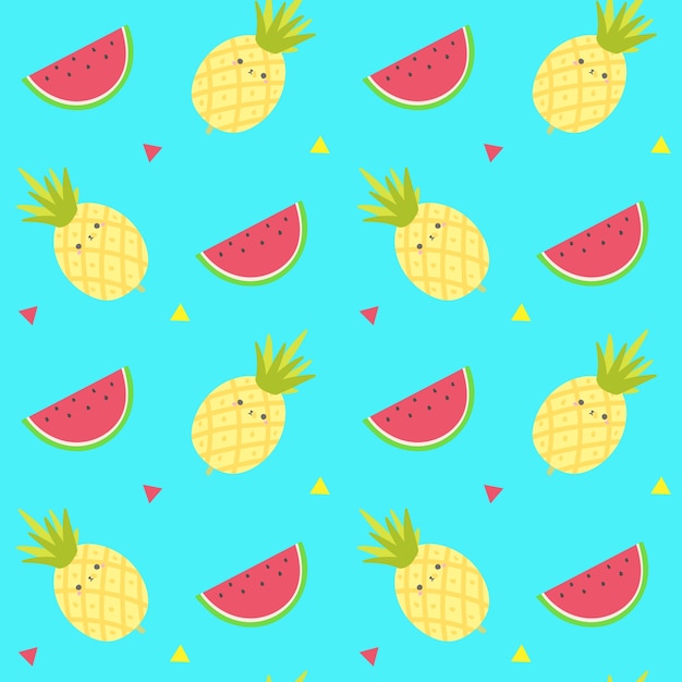 Premium vector cute pineapple fruits seamless patternfruits background vector template