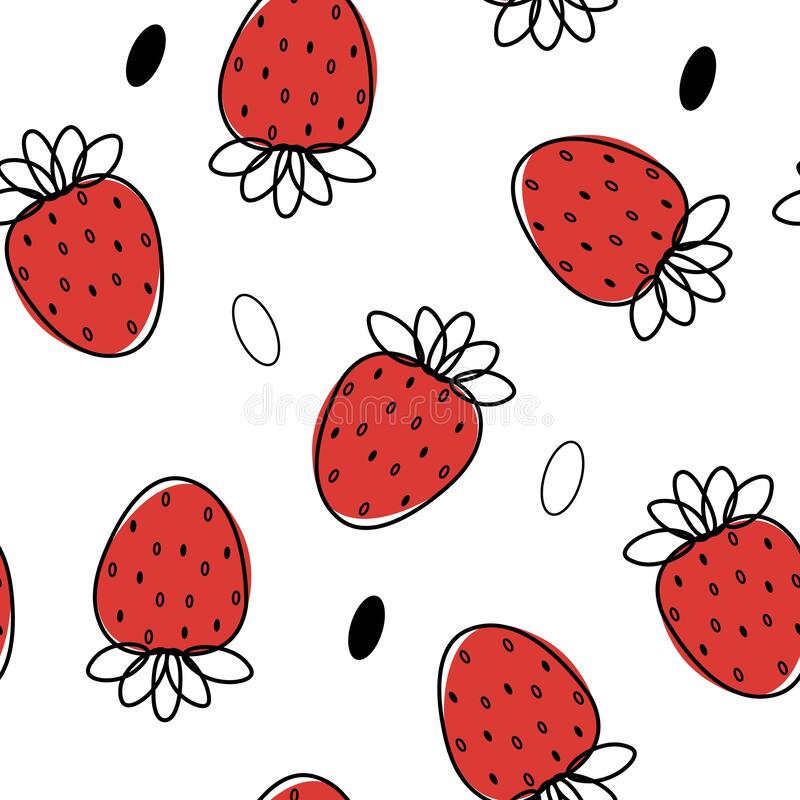 Seamless pattern with strawberries summer fruit kawaii illustrations textile clothes print typography wallpapers background stock illustration