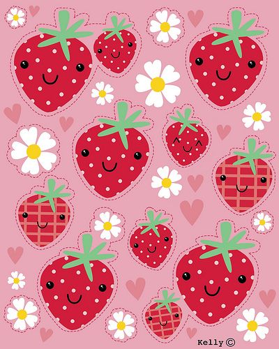 Strawberry kawaii background kawaii background cute wallpapers kawaii