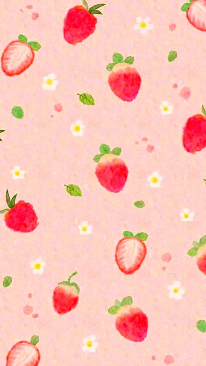 Strawberryð fruit wallpaper cute simple wallpapers pastel pink wallpaper