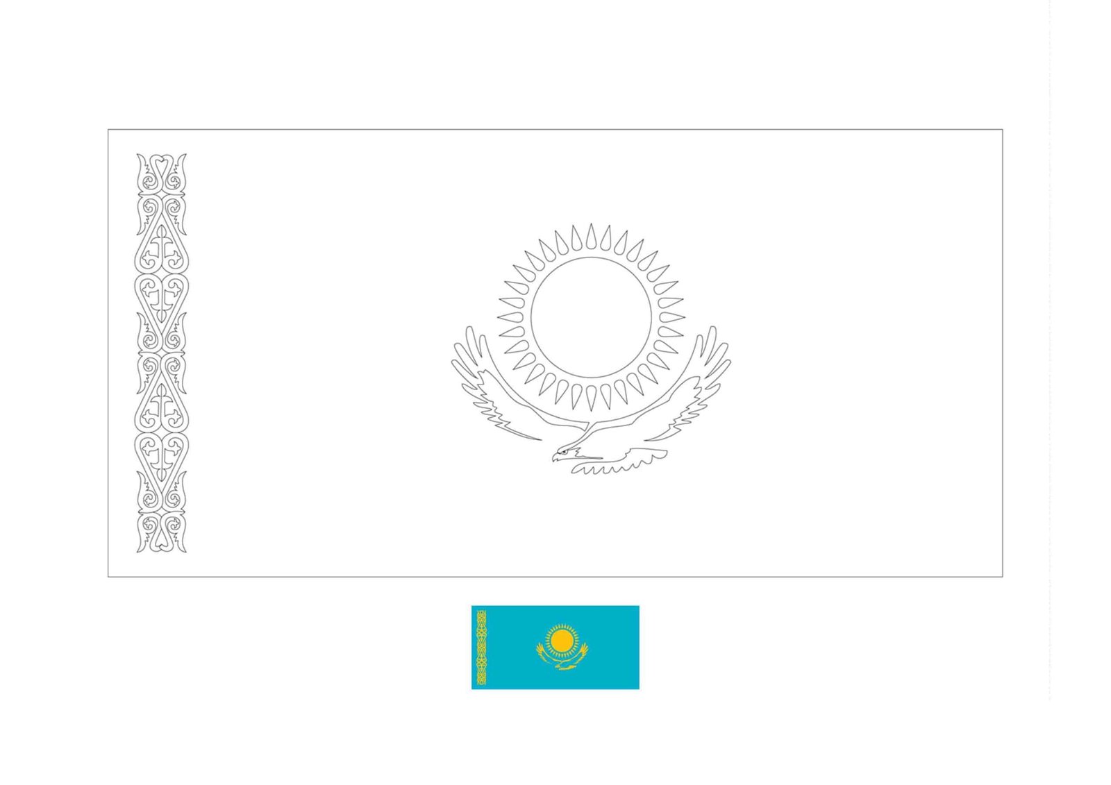 Flag of kazakhstan coloring page