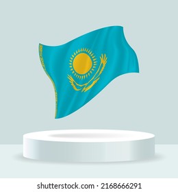 Kazakhstan flag d rendering flag displayed stock vector royalty free