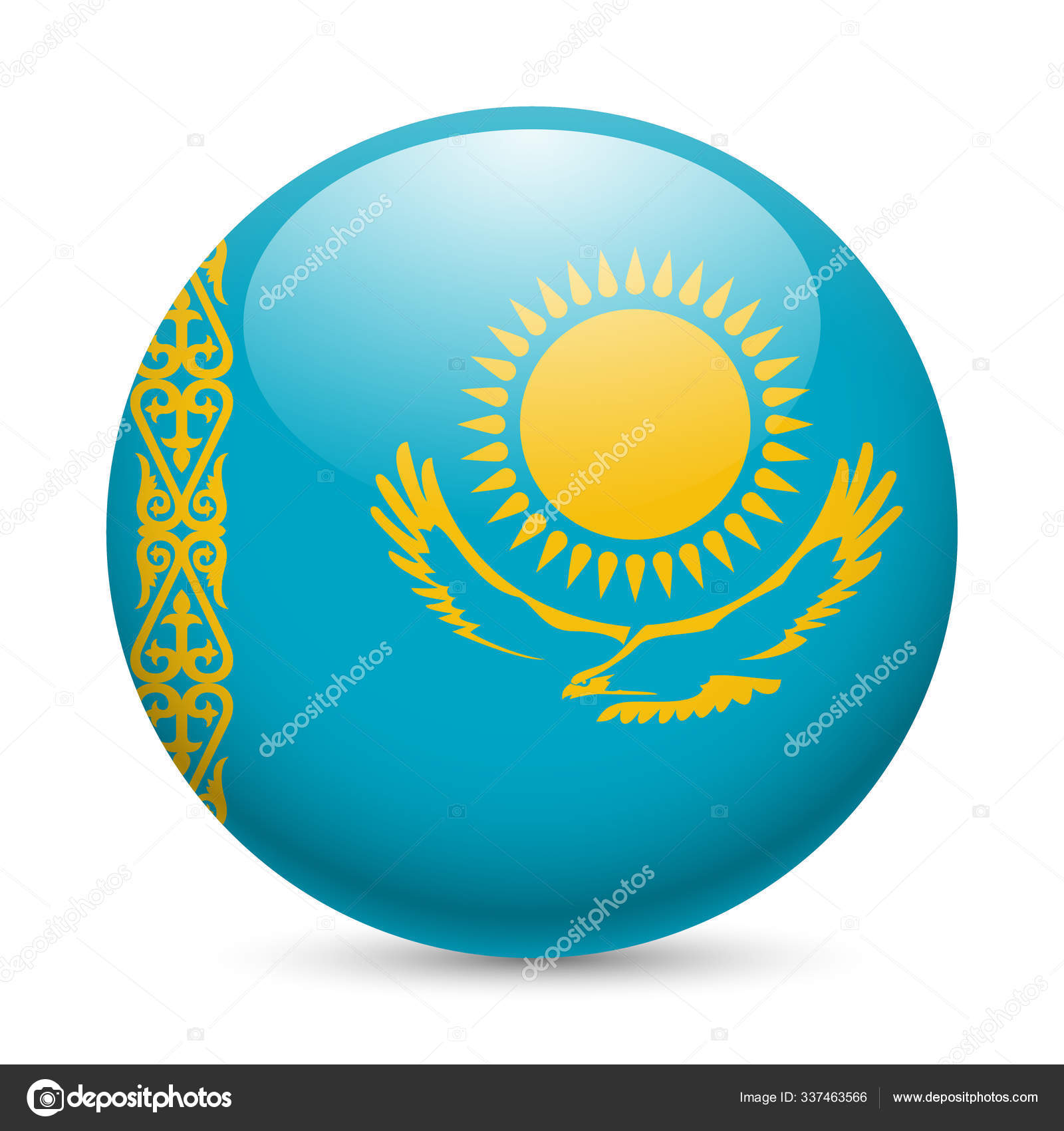 Flag kazakhstan glossy icon button kazakh flag stock photo by panthermediaseller