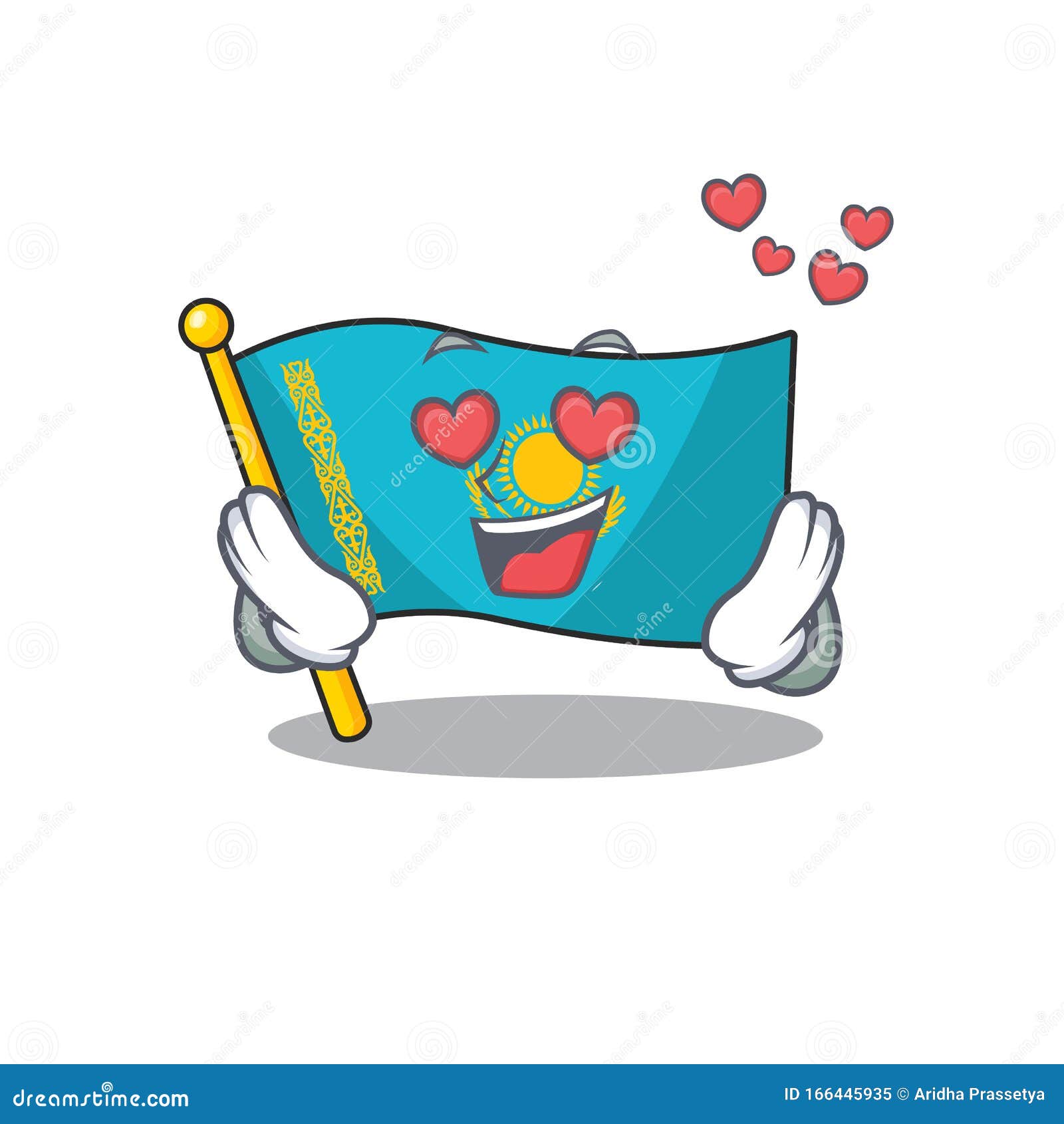 Falling in love happy cute flag kazakhstan cartoon design stock vector