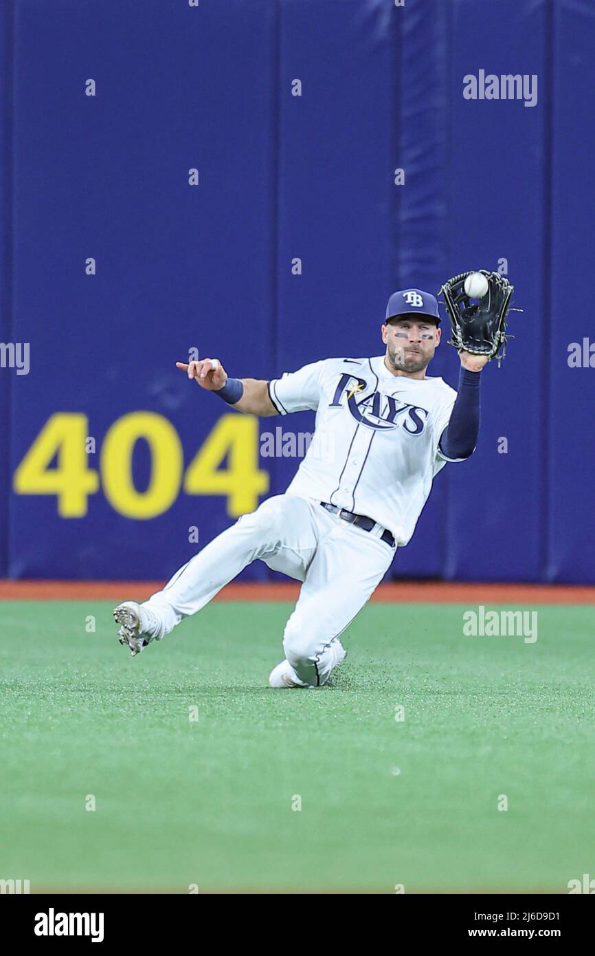St petersburg fl usa tampa bay rays center fielder kevin kiermaier runs and makes a diving catch for the out on a hard hit ball by minnesota stock photo